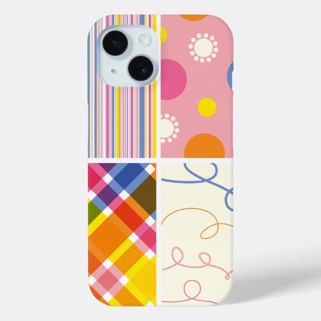 Coques Case-Mate iPhone Pink Fuchsia Plaid Stripes Points Scribbles Motif (Verso)