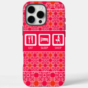 iPhone 16 Pro Max Case Pink Funny Shopaholic Eat Sleep Shop Award