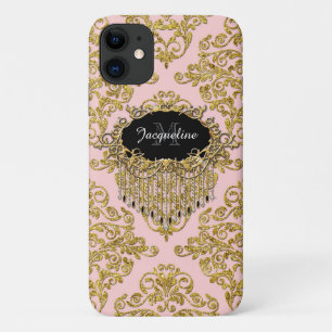 Case-Mate iPhone Case Pink Gold Sparkle Vintage Damask Elegant Glitter