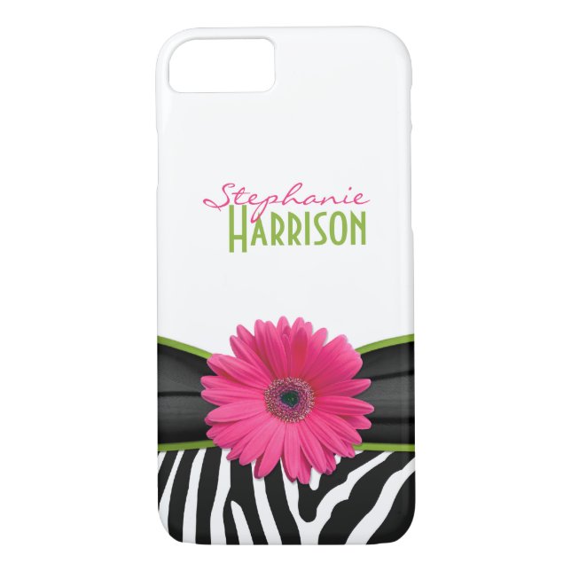 Coques Case-Mate iPhone Pink Green Daisy Zebra Imprimer Personnalisé (Dos)