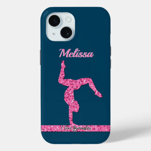 Coque Pour iPhone 15 Pink Gymnastique Fille Éperche Balancier
