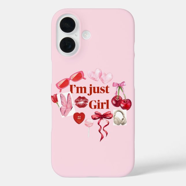 Coques Case-Mate iPhone Pink “I'm Just Girl” Phone Case – Playful Feminine (Verso)