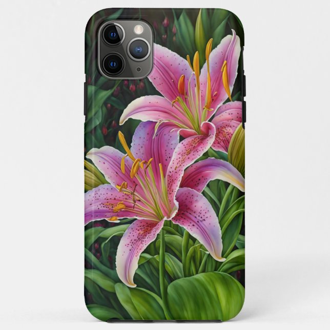 Coques Case-Mate iPhone Pink Lily Flower Garden Art Téléphone (Dos)