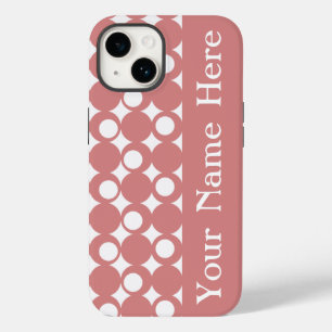 Coque Pour iPhone 14 Pink Mod Ball Design avec nom