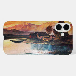 iPhone 16 PLUS CASE PINK MOUNTAINS LAC ALPINE SUNSET PAYSAGE