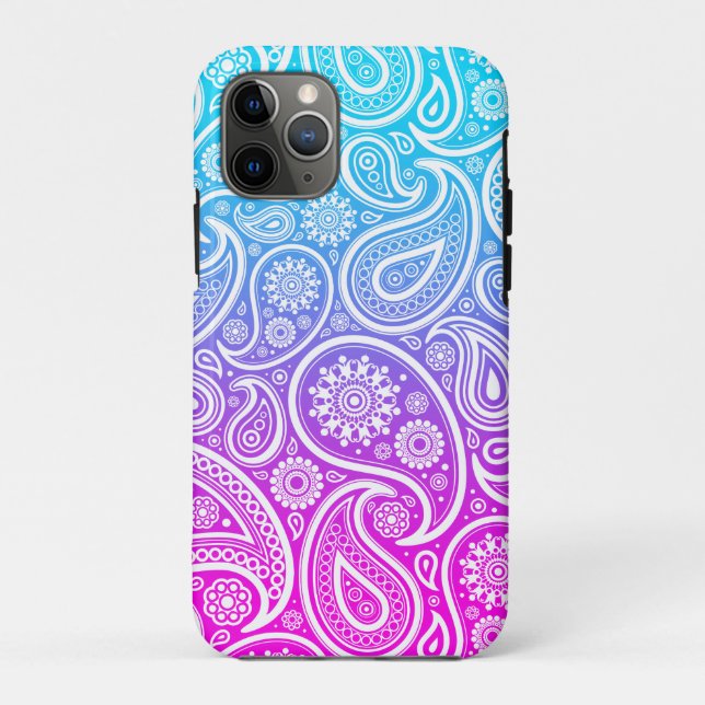 Coques Case-Mate iPhone Pink passé au bleu ombre cachemire blanc (Dos)