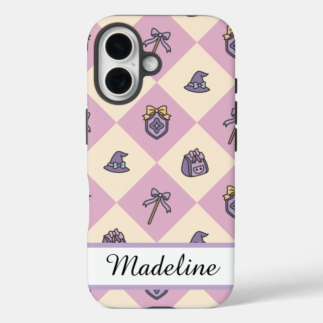 Coques Case-Mate iPhone Pink Personalized Girly Checkered (Verso)