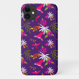 Case-Mate iPhone Case Pink Purple Tropical Hummingbird Motif