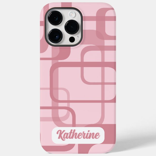 Coques Case-Mate iPhone Pink Retro 60's 70's Abstrait nom Motif (Verso)