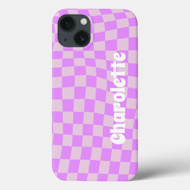 Coques Case-Mate iPhone Pink retro checker pattern  Case-Mate iPhone case (Verso)