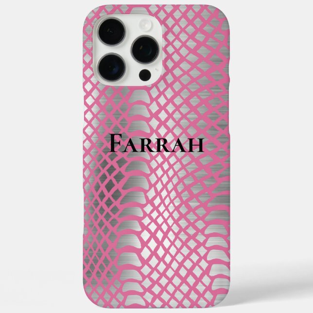 Coques Case-Mate iPhone Pink Silver Snake Print (Verso)