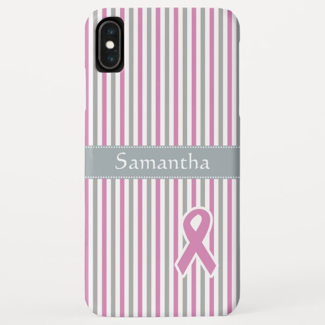 Coques Case-Mate iPhone Pink & Silver Stripes personnalisé monogramme coqu (Dos)