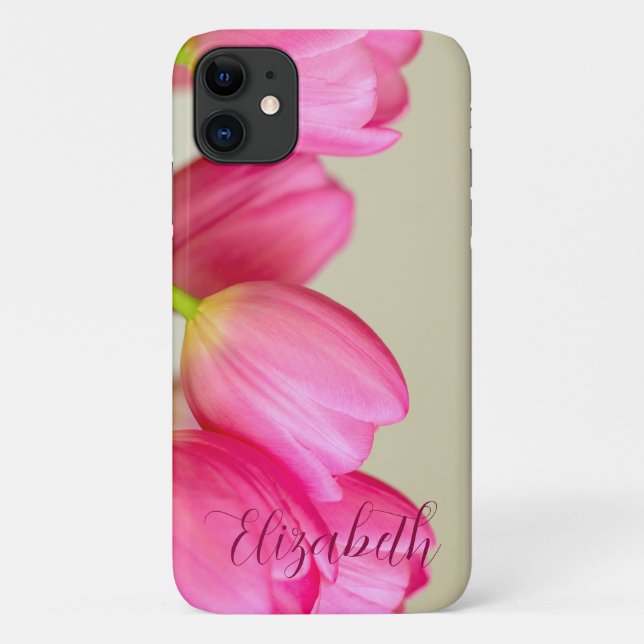 Coques Case-Mate iPhone Pink Tulips Personalize (Dos)