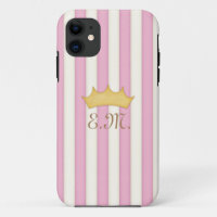 Pink Victorian Stripes Crowé Monogramme Princesse