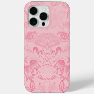 Coque iPhone 15 Pro Max Pink Vintage rose pâle motif floral Élégant romant