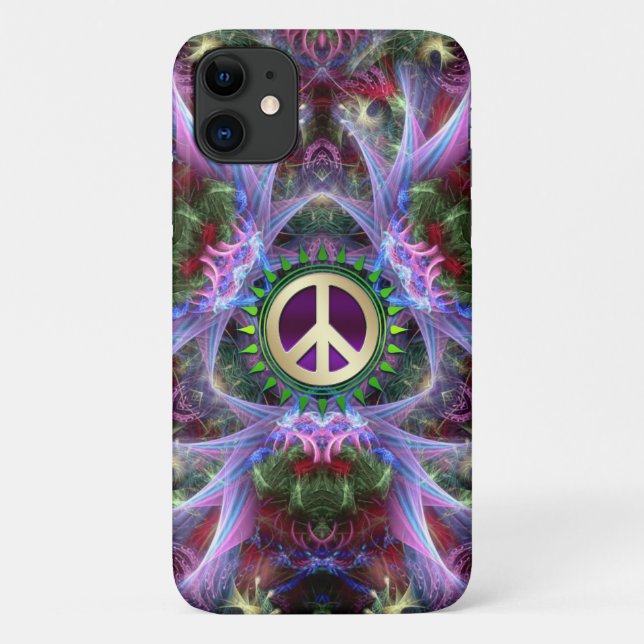 Coques Case-Mate iPhone Pink Violet Fractals Paix Signal iPhone 4 Case (Dos)
