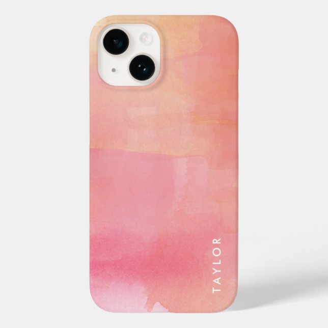 Coques Case-Mate iPhone Pink Watercolor Ombre Nom (Verso)