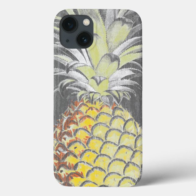 Coques Case-Mate iPhone Pinneappa jaune tropical sur gris (Verso)