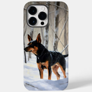 Coque Pour Pour iPhone 14 Pro Max Pinscher Nain Noël Laissez Tomber la Neige