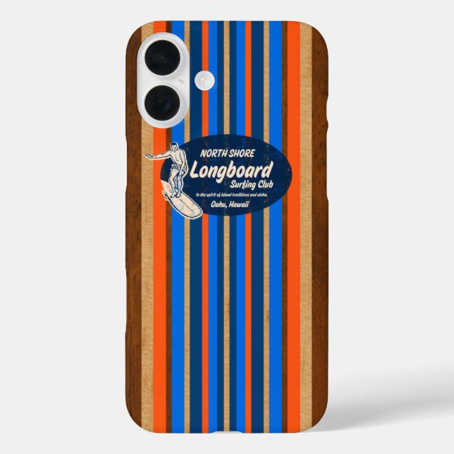 Coques Case-Mate iPhone Pipeline Surboard Hawaiian Stripes Royal Blue (Verso)
