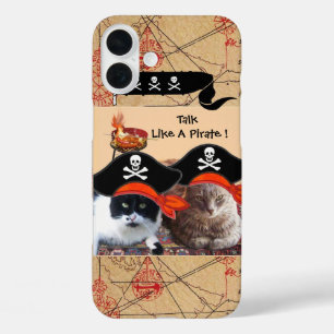 COQUES iPhone 16 PLUS PIRATE CATS PIRATES PIRATES ANCIENS CARTES DE TRÉS