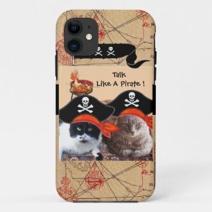 COQUE iPhone 11  PIRATE CATS PIRATES PIRATES ANCIENS CARTES DE TRÉS