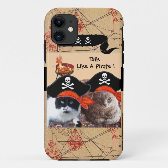 COQUES Case-Mate iPhone PIRATE CATS PIRATES PIRATES ANCIENS CARTES DE TRÉS (Dos)