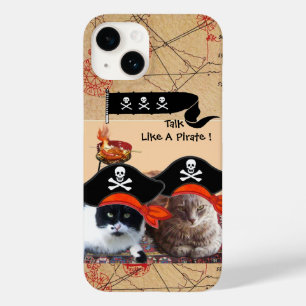 COQUE POUR iPhone 14 PIRATE CATS PIRATES PIRATES ANCIENS CARTES DE TRÉS