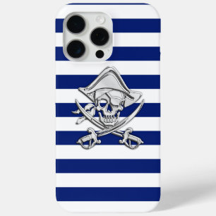 Coque iPhone 15 Pro Max Pirate Chrome Nautique sur les rayures de marine I