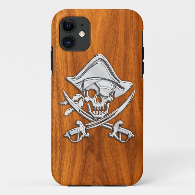 Coques Case-Mate iPhone Pirate de sourire sur le placage de teck (Dos)