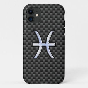 Coques Pour iPhone Pisces Zodiac Silver Symbol Carbon Fiber Style