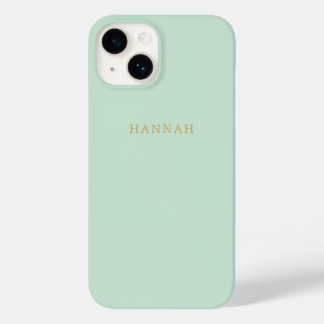 Coque Pour iPhone 14 Pistache verte simple et assez minimaliste Nom Or