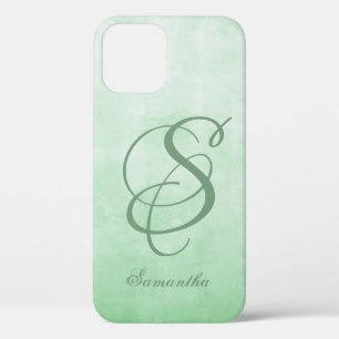 Case-Mate iPhone Case Pistachio Grey élégant monogramme rustique