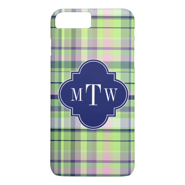 Coques Case-Mate iPhone Pistachio Marine rose What Preppy Madras Monogramm (Dos)