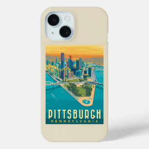 Coque Pour iPhone 15 Pittsburgh, PA   Vue oeil d'oiseau