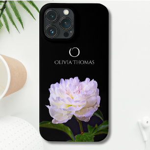 Case-Mate iPhone Case Pivoine blanche élégante Monogram avec nom