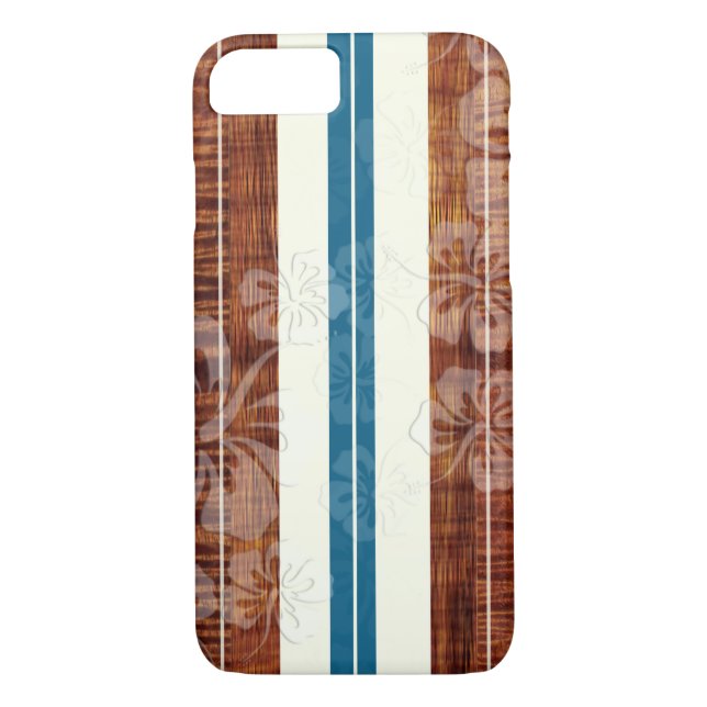 Coques Case-Mate iPhone Pix Dezines Surf Board/Hibiscus/Faux Koa (Dos)