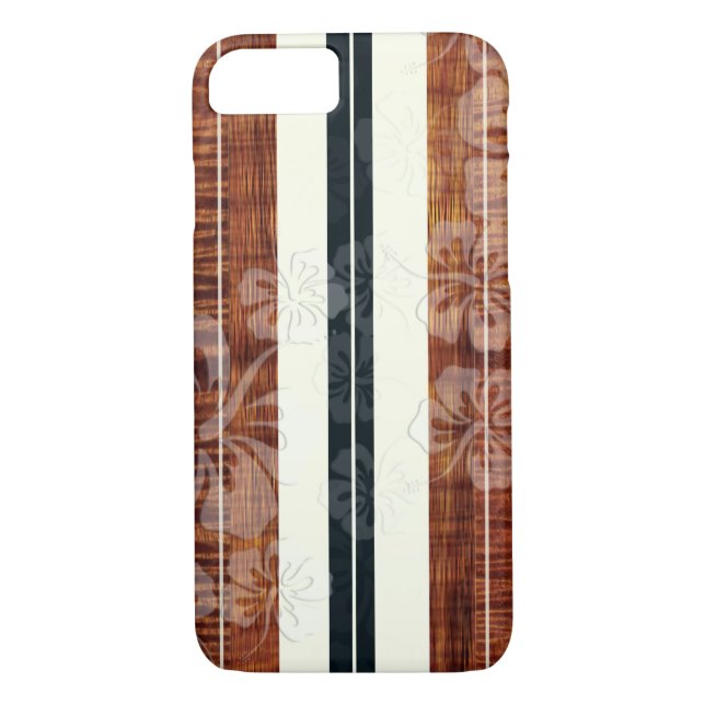 Coques Case-Mate iPhone Pix Dezines Surf Board/Hibiscus/Faux Koa (Dos)