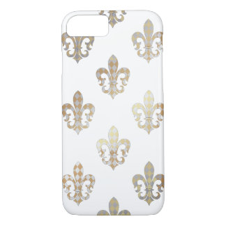 Coque iPhone 7 PixDezines or argent fleur de lis/DO-IT-YOURSELF a