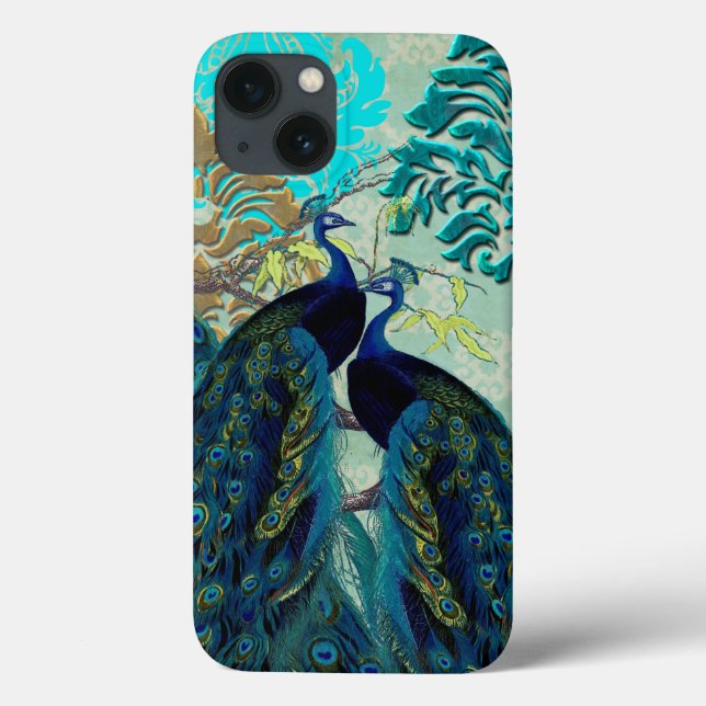 Coques Case-Mate iPhone PixDezines Peacocks psychédéliques+Damask (Verso)