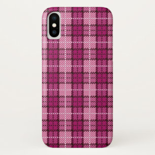 Coque iPhone X Pixel Plaid_Magenta-Black