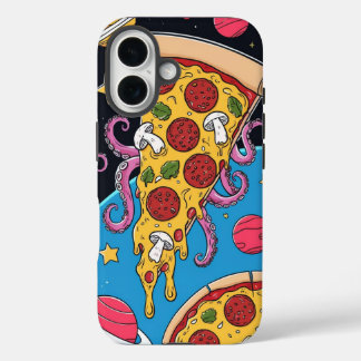 Coque Pour iPhone 16 Pizza Cosmique Slice : aventure spatiale ironique