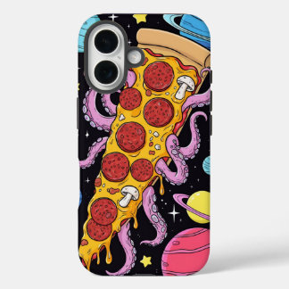 Coque Pour iPhone 16 Pizza Cosmique Slice : aventure spatiale ironique