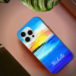 Coque iPhone 15 Pro Max Plage Abstraite tropicale Océan coloré