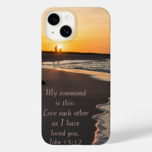 Coque Pour iPhone 14 Plage De Marche En Couple À Sunrise John 15 12