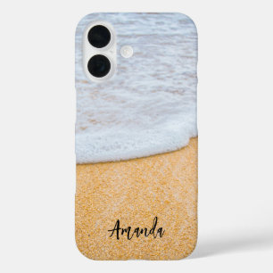 Coque Pour iPhone 16 Plage de sable avec Surf en mousse