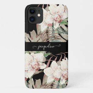 Case-Mate iPhone Case Plage Noir n Blanc Orchidée Floral Palm Folio