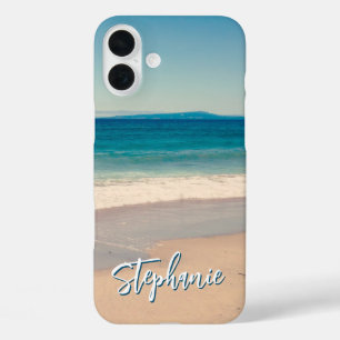 Coques iPhone 16 Plus Plage personnalisée Photo Ocean Blue