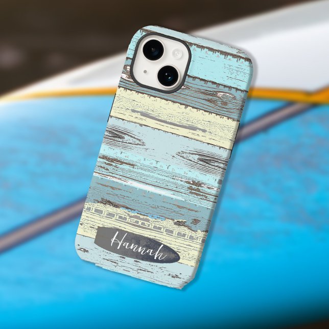 Coques Case-Mate iPhone Plage Personnalisée Planche de surf (Personalized Beach Driftwood Surfboard Case-Mate iPhone Case)