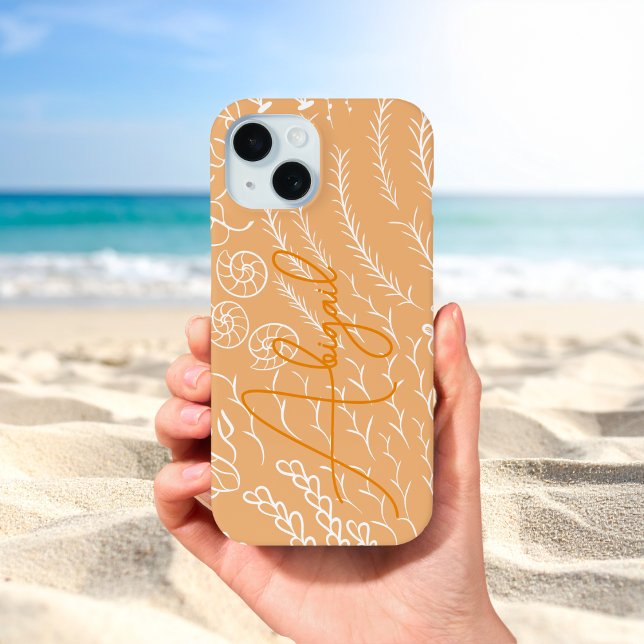 Coques Case-Mate iPhone Plage personnalisée récif corallien océanique (Zazzle Personalized Peach Ocean Coral Reef Beachy Case-Mate iPhone Case )